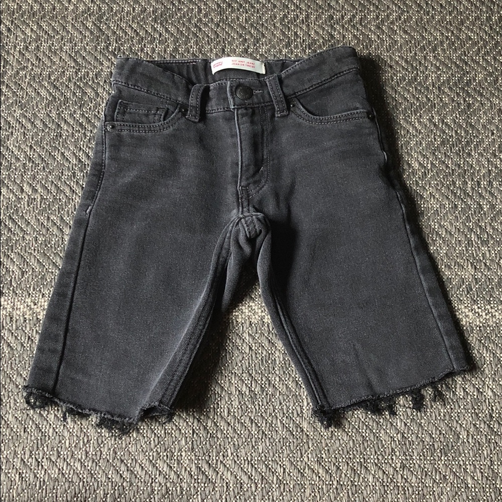 Levi's Black Washed Denim Kids Cutoff Shorts
